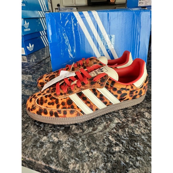 adidas Shoes - Adidas Samba OG W Leopard Print Pony Hair Sneakers JI2734 Brown Mens 7.5 W 8.5